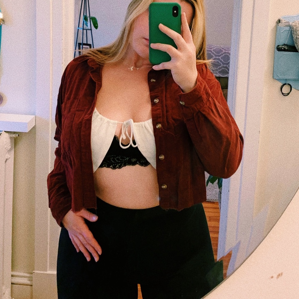 Dark maroon button up corduroy